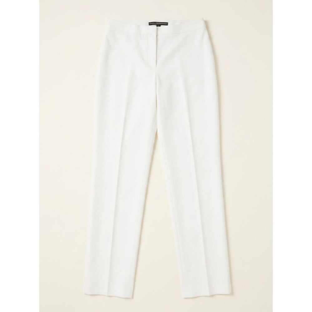Linda Allard Ellen Tracy Womens 6 White Slim Straight Trousers Flat Front